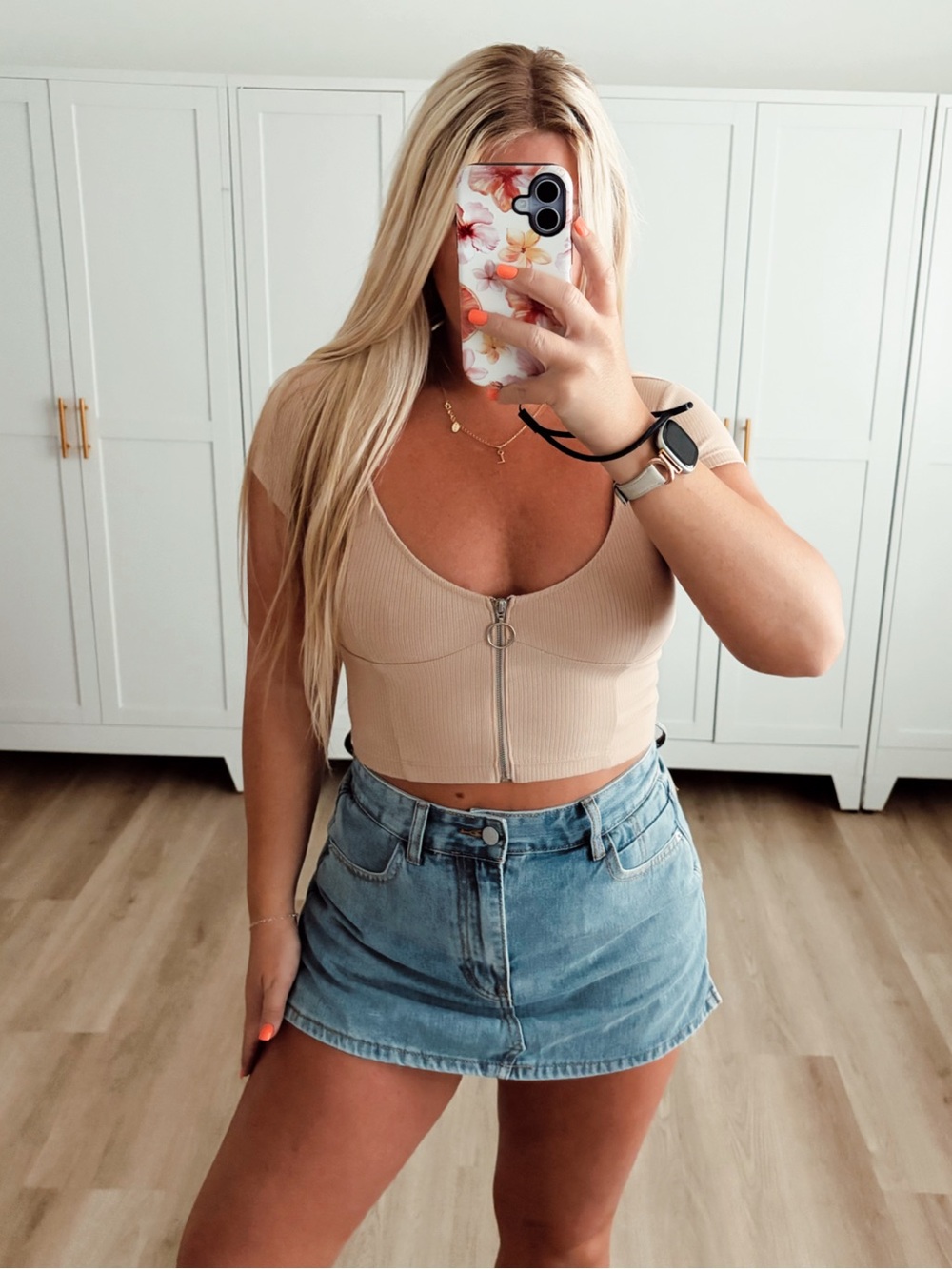 Brown bustier zip up crop top